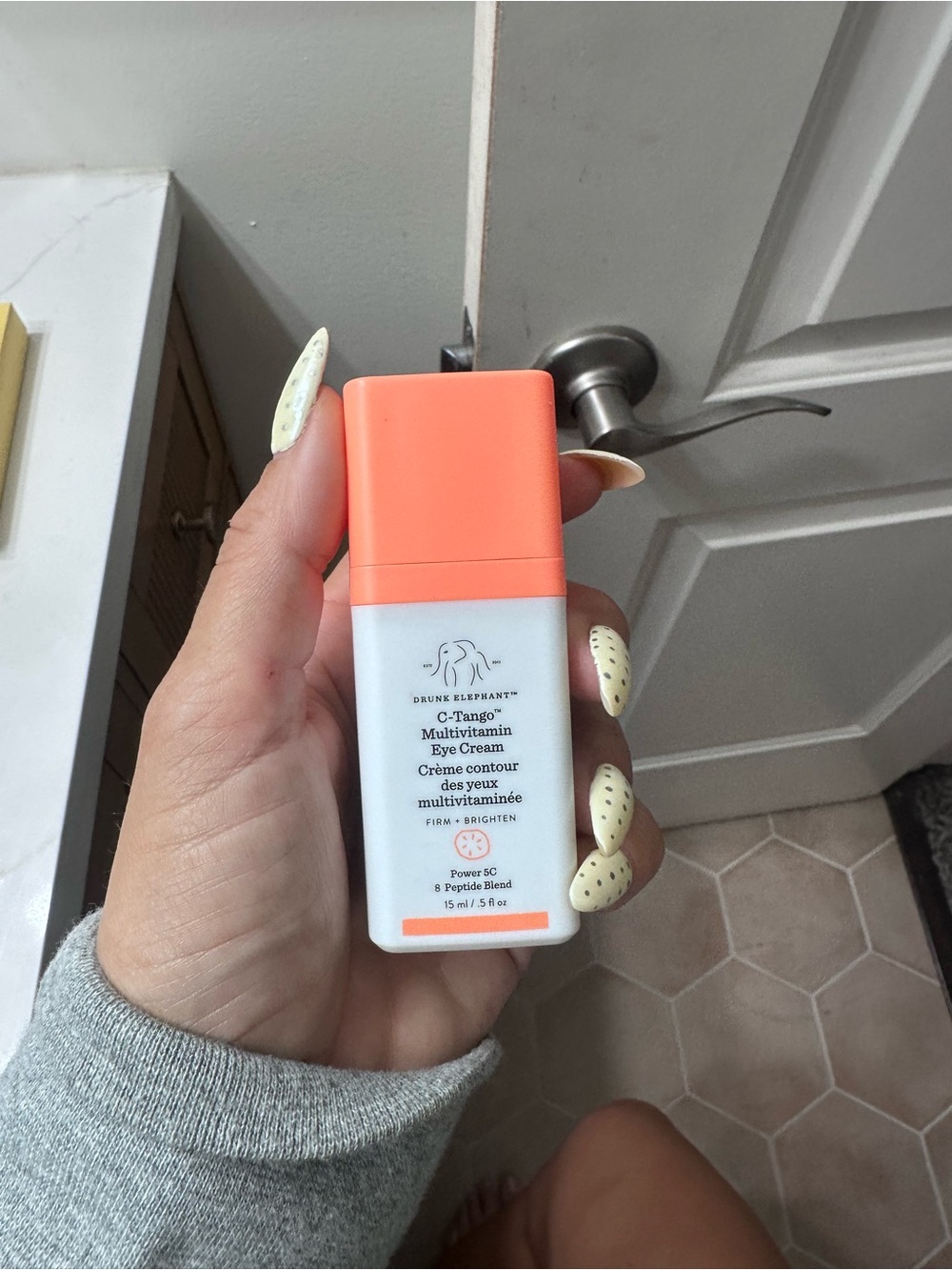 Drunk Elephant Eye Cream Bottle - White & Coral-Orange
